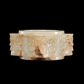 Chinese Shang Dynasty Jade Cong with Animal Face Pattern