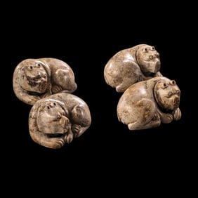 A group of Chinese Han Dynasty jade bears