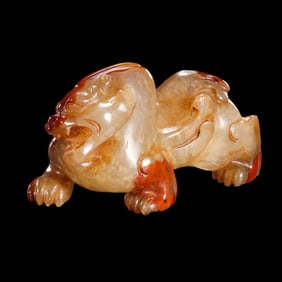 Chinese Warring States Period Red Agate Auspicious Beast