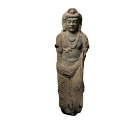 Standing Buddha stone statue from Gandhara, 2nd century AD
