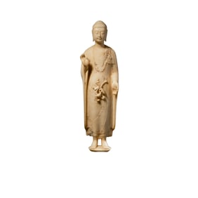 Standing white marble Buddha statue from the Tang Dynasty, China