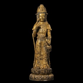 Chinese Ming Dynasty Gilded Bronze Statue of Guanyin