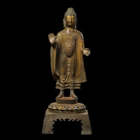 China Northern Wei Dynasty Gilt Bronze Standing Buddha