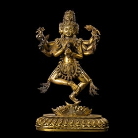 China Ming Yongle period gilt bronze standing Buddha statue