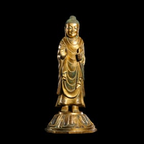 Gilt-bronze standing Buddha statue from the Goryeo period, Korea