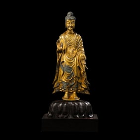 China Northern Wei Dynasty Gilt Bronze Standing Buddha