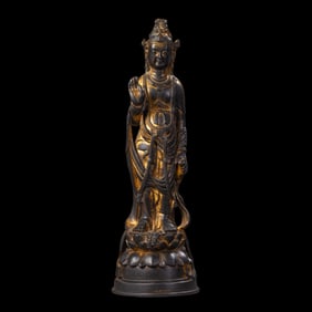 China Northern Wei Dynasty Gilt Bronze Standing Buddha