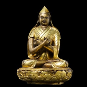 A Chinese Qing Dynasty Gilt Bronze Seated Mongolian Buddha