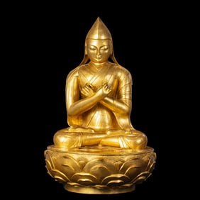 A Chinese Qing Dynasty Gilt Bronze Seated Mongolian Buddha