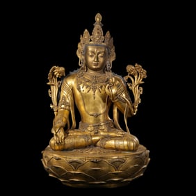 A Chinese Qing Dynasty Gilt Bronze Seated Mongolian Buddha