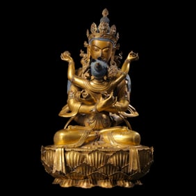 A Chinese Qing Dynasty Gilt Bronze Seated Mongolian Buddha