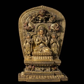A Chinese gilt bronze statue of a seated Buddha from the Yongle period of the Ming Dynasty