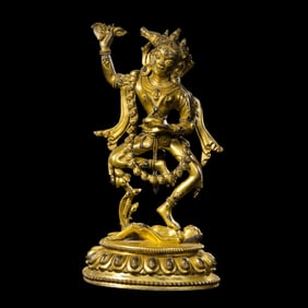 Chinese Ming Dynasty Gilt Bronze Standing Buddha