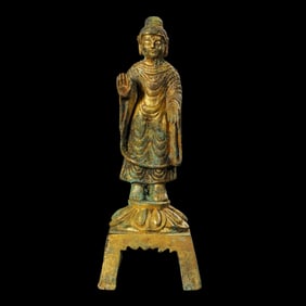 China Northern Wei Dynasty Gilt Bronze Standing Buddha