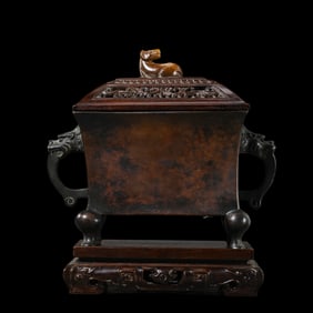 Double-eared square copper furnace of the Xuande period of the Ming Dynasty, China