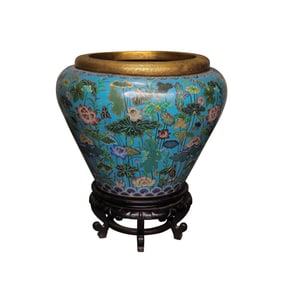 Chinese Qing Dynasty Qianlong period cloisonné enamel flower pattern jar