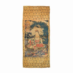 Chinese Buddhist brocade thangka from the Qing Dynasty