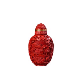 Chinese Qing Dynasty Carved Red Snuff Bottle
