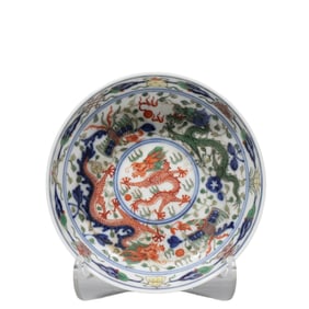 Five-color dragon-patterned plate from the Guangxu period of the Qing Dynasty, China