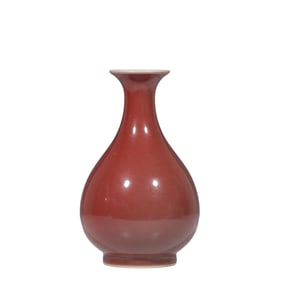 Chinese Qing Daoguang period red glaze jade vase