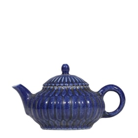A Chinese blue-glazed pot from the Yongzheng period of the Qing Dynasty