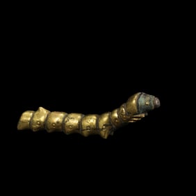 Chinese Han Dynasty Gilded Bronze Silkworm