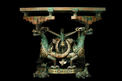 China's Warring States Period Gold and Silver Inlaid Four Dragons and Phoenixes