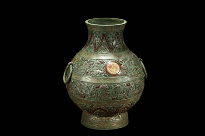 Chinese Warring States Period Inlaid Gold and Silver Vase
