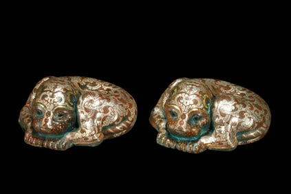 A pair of gold and silver inlaid coins from the Warring States Period of China