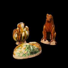 A group of Chinese Tang Dynasty tri-color porcelain