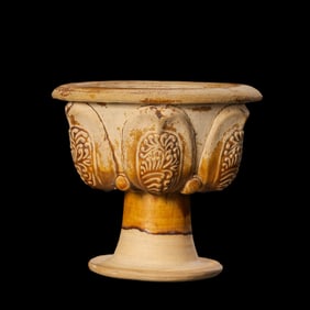 Yellow glaze high-footed cup from the Northern and Southern Dynasties, China