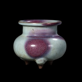 China Northern Song Dynasty Jun kiln sky blue glaze hanging red tripod censer