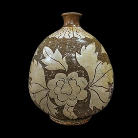 Korean celadon vase with floral pattern