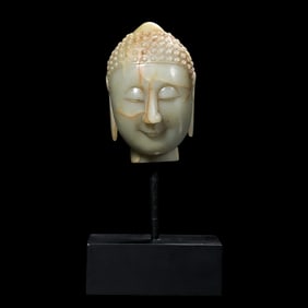 Chinese Qing Dynasty Hetian Jade Buddha Head
