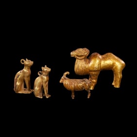 A Group of Western Asian Silver Gilded Animals