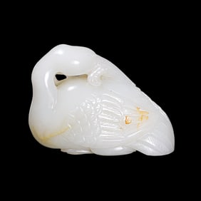 Chinese Qing Dynasty Hetian white jade swan
