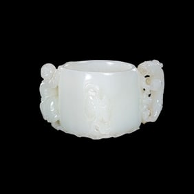 Chinese Qing Dynasty Hetian White Jade Cup
