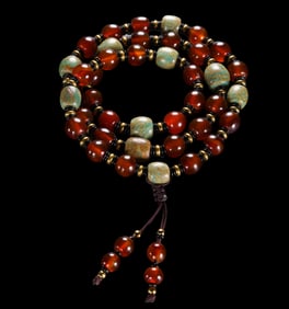 Chinese Liao Dynasty Red Agate Necklace