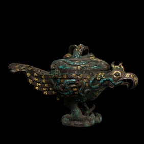 Chinese Warring States Period Gold and Silver Phoenix Vase
