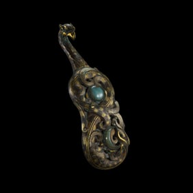 Chinese Warring States Period Inlaid Gold and Silver Belt Hook