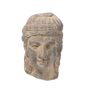Indo Greek Greco Influence Carved Schist Stone Statue Head Sculpture