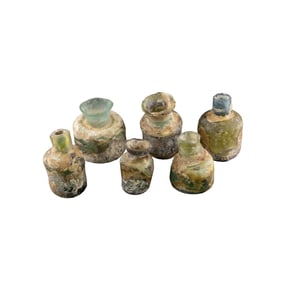Ancient Roman Glass Bottle Vessel Lot [6pcs]
