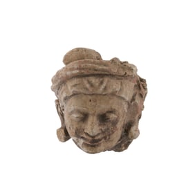 Indo Greek Gandhara Stucco Head Sculpture of a Bodhisattva