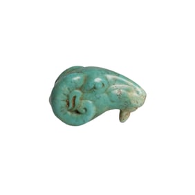 Chines Hongshan Culture Turquoise Carved Zodiac Year Ram Head Sculpture Pendant