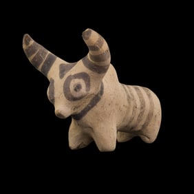 Antique Indus Valley Hand Crafted Painted Terracotta Bull Figurine