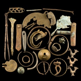 Collection of Ancient Bronze Tools, Jewelry & Figurines Artifacts