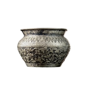 Antique Thai Tranditional Solid Silver Water Vessel