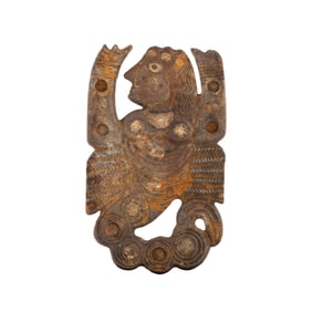 Near Eastern Jiroft Halilrud Civilization Carved Unique Lapis Stone Mythical Figure Creature