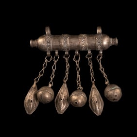 Genuine Turkmen Yomud Ethnic Tribal Antique Silver Asyk Pendant