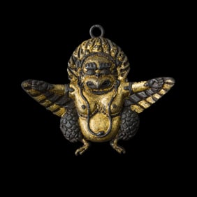 Tibetan Gilded Bronze Garuda Pendant